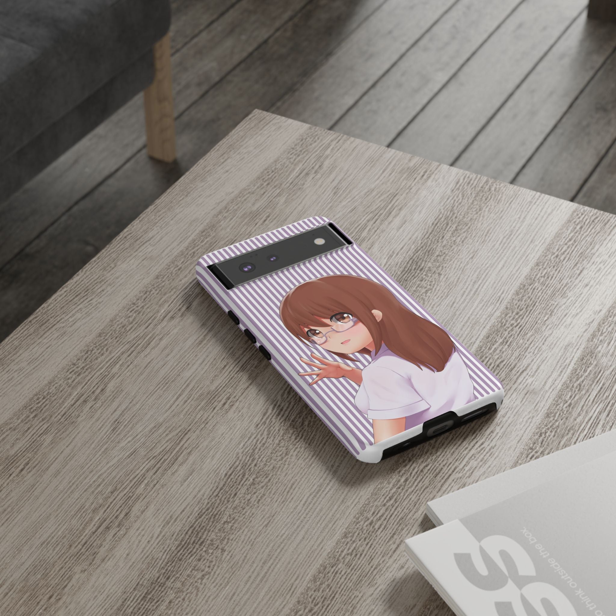 Galentines Day Striped lines mobile case, Glasses Anime Girl Stripe Iphone case | Tough Cases - Iphone, Samsung and Pixel Mobile cases