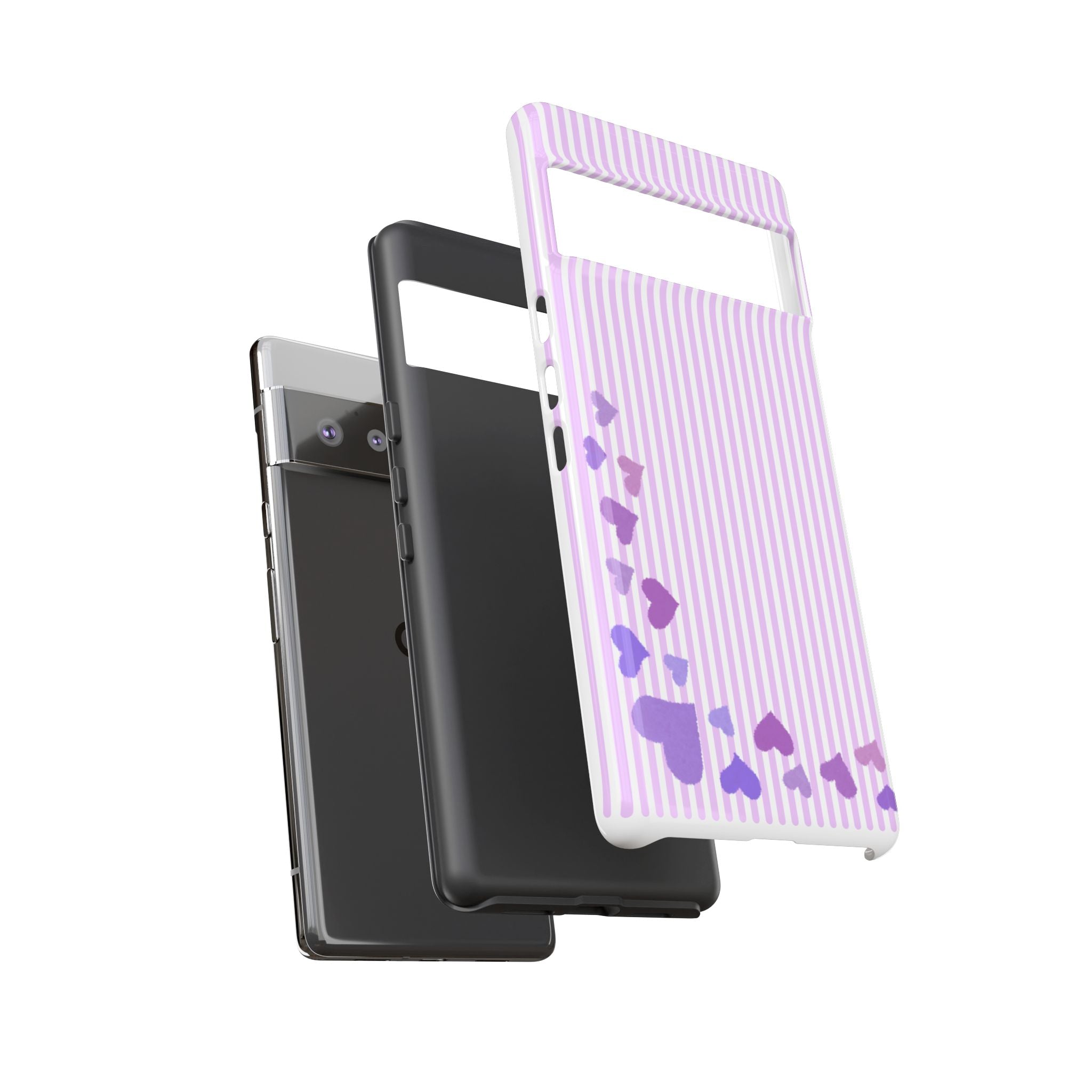 Valentines Day Striped hearts phone case, Purple Heart Floral Stripe Iphone case | Tough Cases - Iphone, Samsung and Pixel Mobile cases