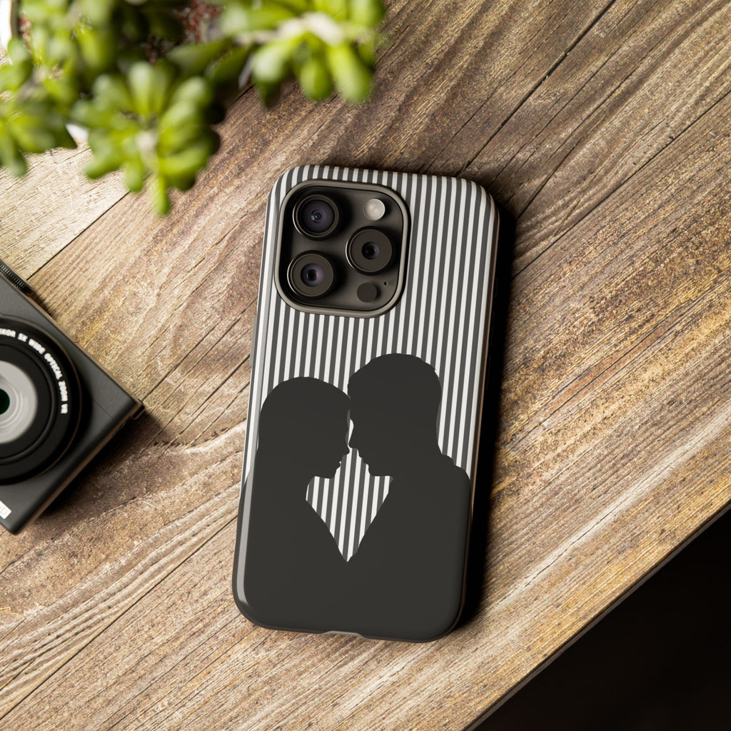 Silhouette Couple Phone Case | Galentines Day Striped Black and white phone case, Stripe Iphone case - Iphone, Samsung and Pixel Mobile case
