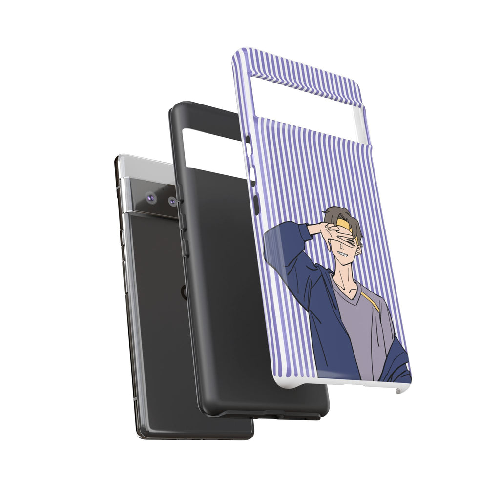 Casual Anime Guy Phone Case | Valentines Day Striped Lines phone case, Purple Stripe Iphone case - Iphone, Samsung and Pixel Mobile cases