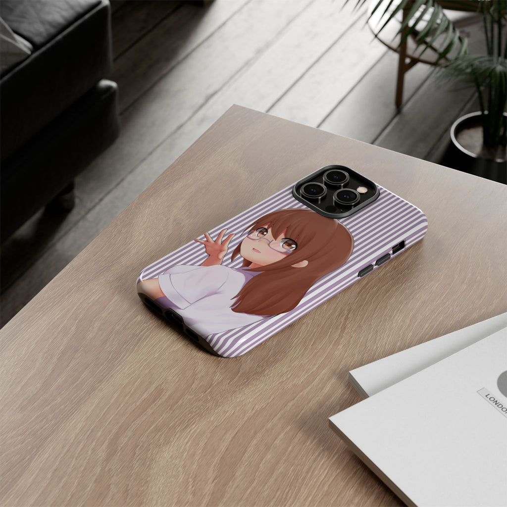 Galentines Day Striped lines mobile case, Glasses Anime Girl Stripe Iphone case | Tough Cases - Iphone, Samsung and Pixel Mobile cases