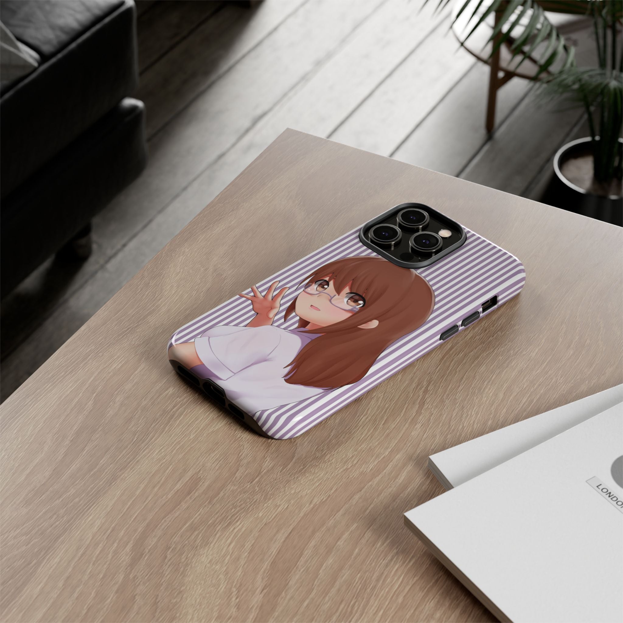 Galentines Day Striped lines mobile case, Glasses Anime Girl Stripe Iphone case | Tough Cases - Iphone, Samsung and Pixel Mobile cases