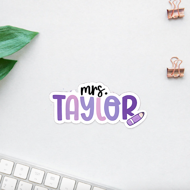 Custom Teacher Name Sticker | Personalized Mrs Mr Sticker | Classroom Water Bottle Decal | Teacher Gift | Back to School Sticker