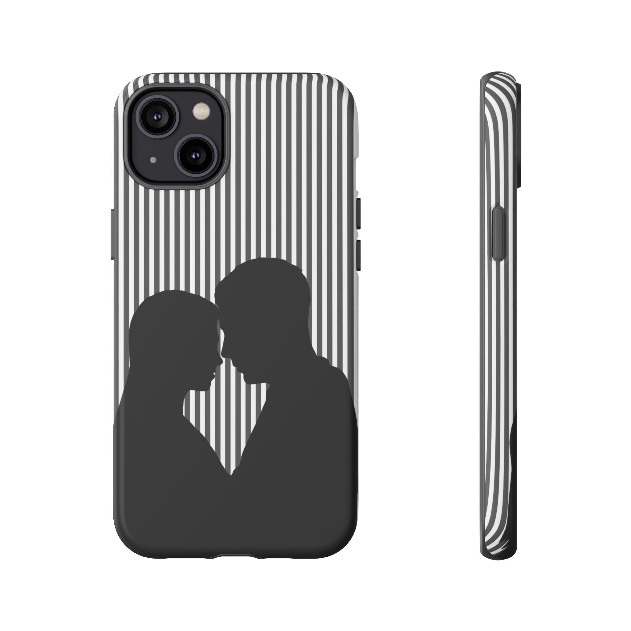 Silhouette Couple Phone Case | Galentines Day Striped Black and white phone case, Stripe Iphone case - Iphone, Samsung and Pixel Mobile case