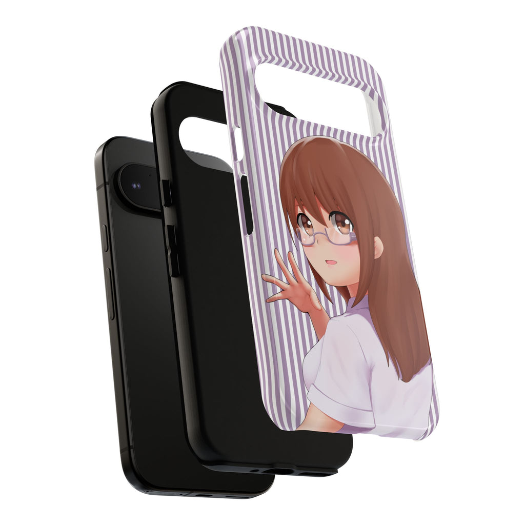 Galentines Day Striped lines mobile case, Glasses Anime Girl Stripe Iphone case | Tough Cases - Iphone, Samsung and Pixel Mobile cases