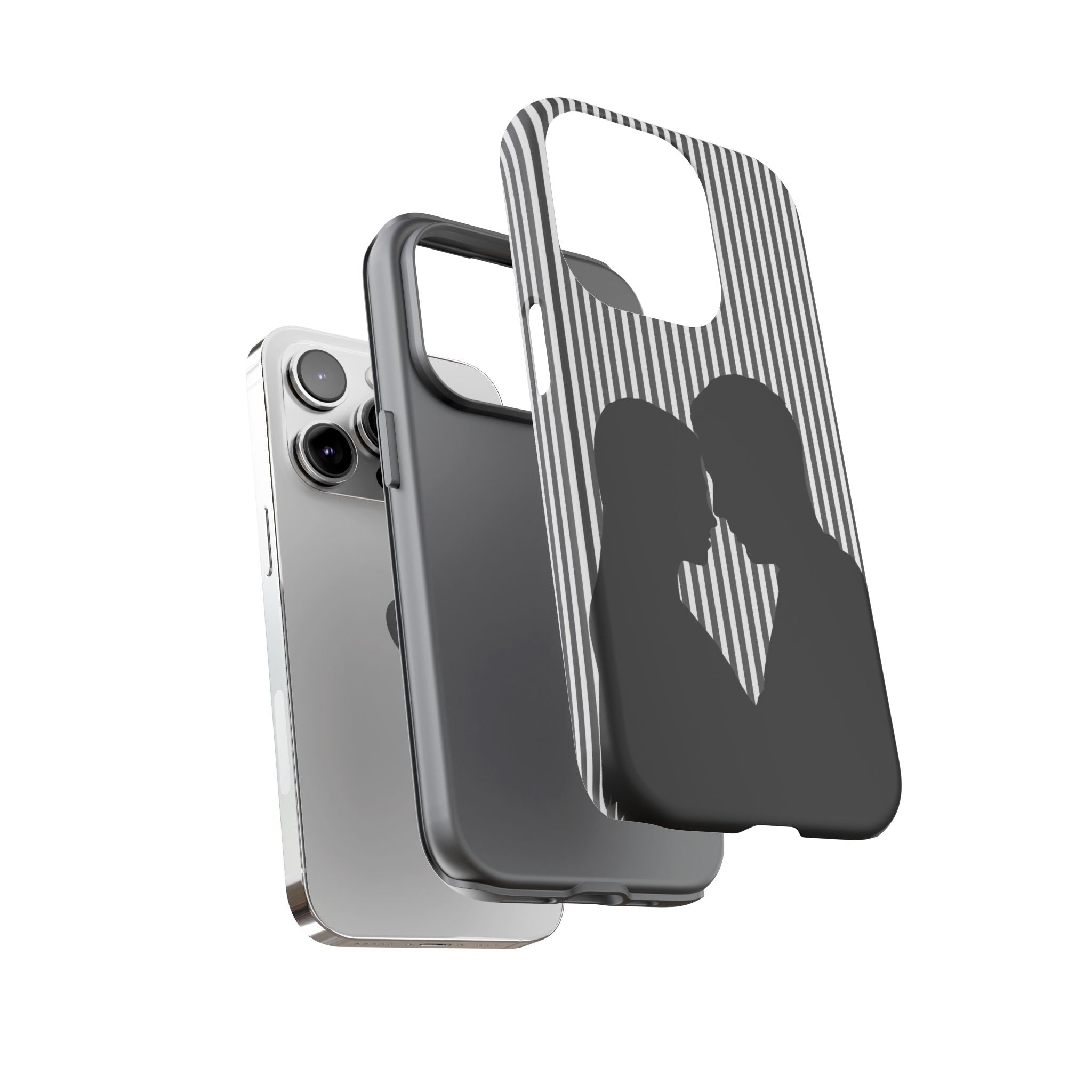 Silhouette Couple Phone Case | Galentines Day Striped Black and white phone case, Stripe Iphone case - Iphone, Samsung and Pixel Mobile case