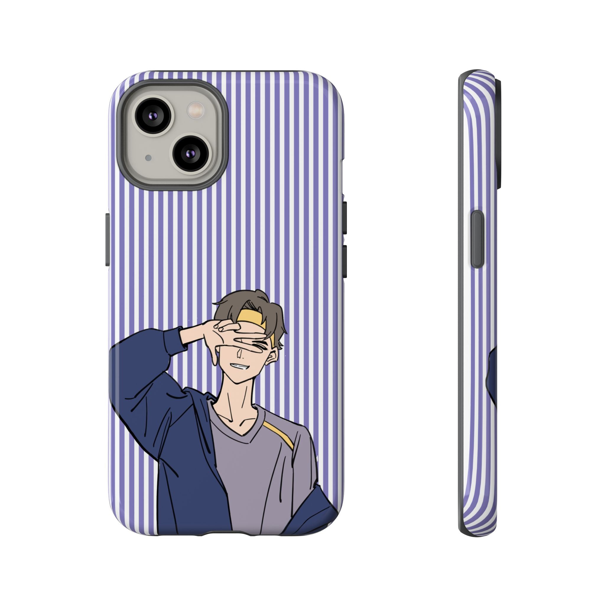 Casual Anime Guy Phone Case | Valentines Day Striped Lines phone case, Purple Stripe Iphone case - Iphone, Samsung and Pixel Mobile cases
