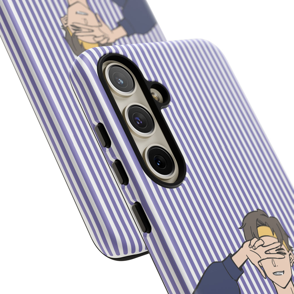 Casual Anime Guy Phone Case | Valentines Day Striped Lines phone case, Purple Stripe Iphone case - Iphone, Samsung and Pixel Mobile cases