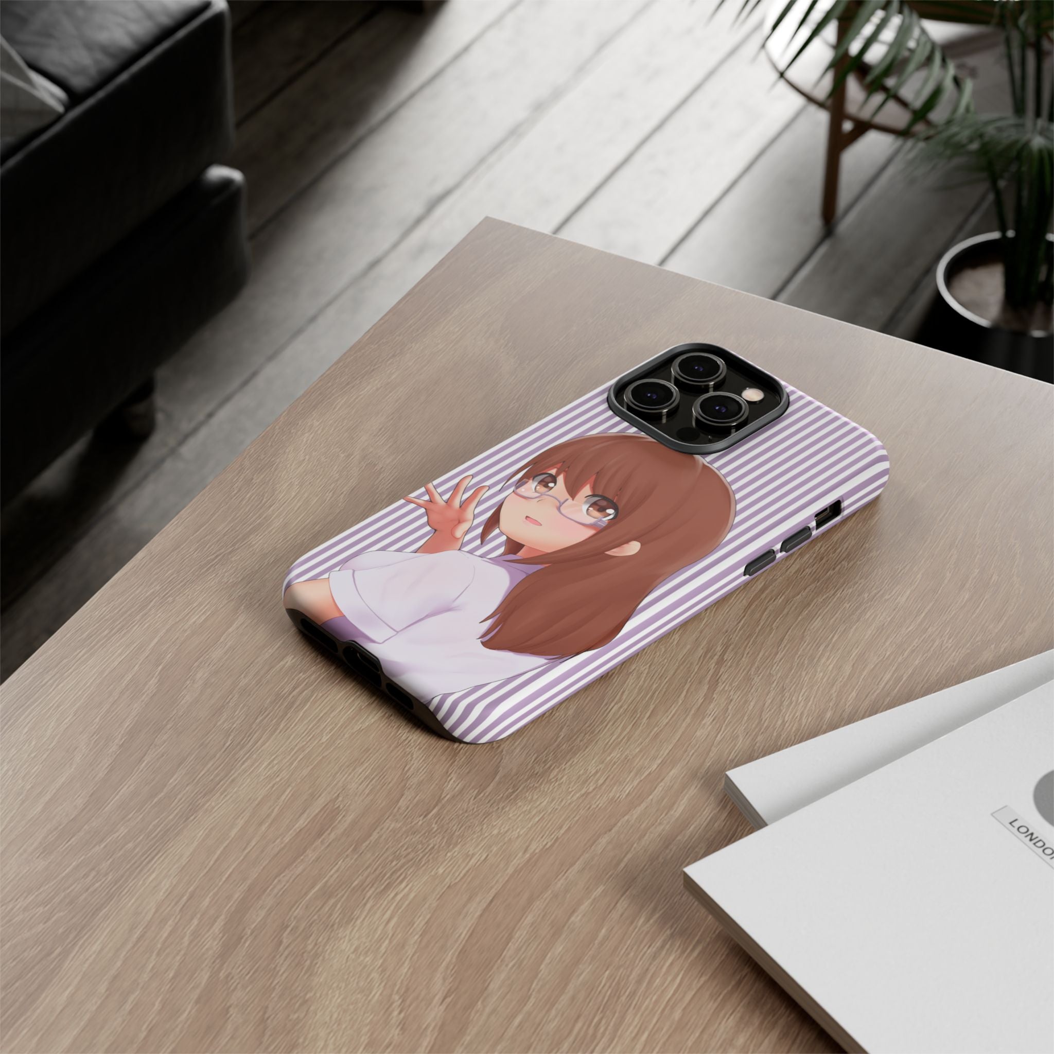 Galentines Day Striped lines mobile case, Glasses Anime Girl Stripe Iphone case | Tough Cases - Iphone, Samsung and Pixel Mobile cases
