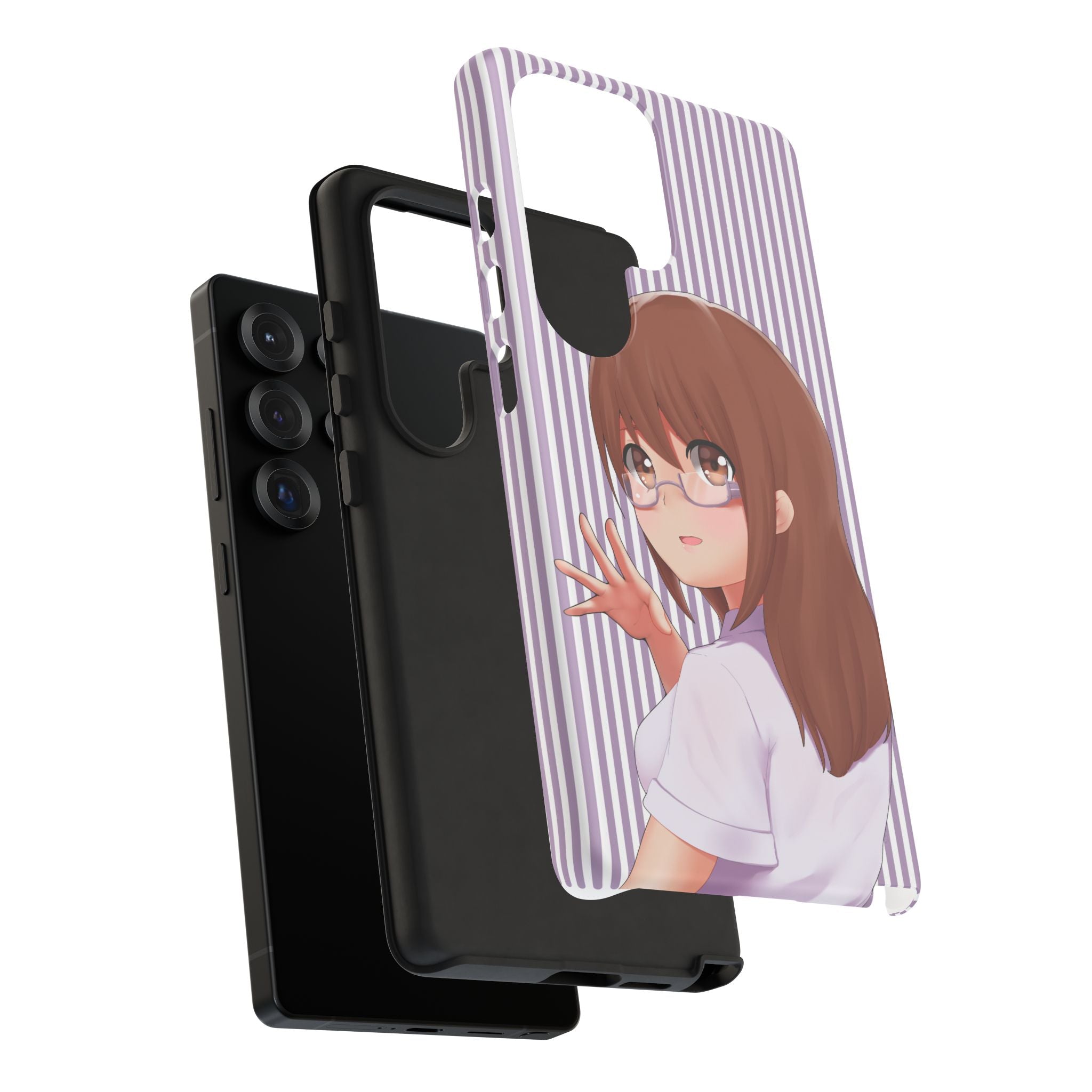 Galentines Day Striped lines mobile case, Glasses Anime Girl Stripe Iphone case | Tough Cases - Iphone, Samsung and Pixel Mobile cases