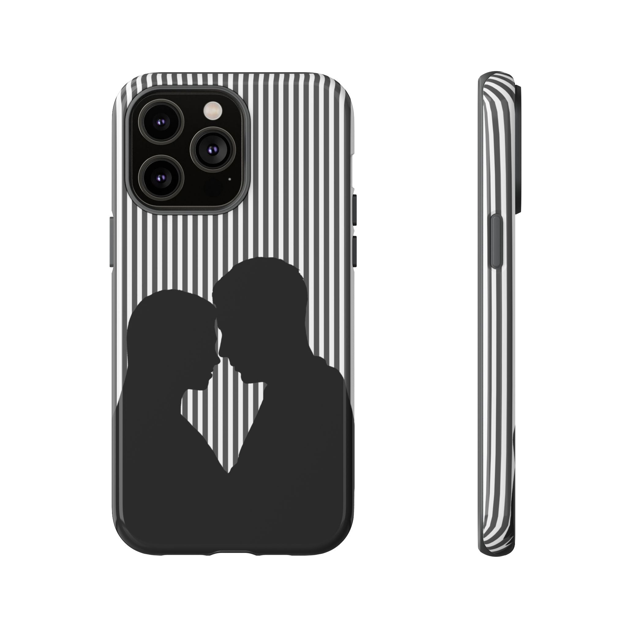 Silhouette Couple Phone Case | Galentines Day Striped Black and white phone case, Stripe Iphone case - Iphone, Samsung and Pixel Mobile case