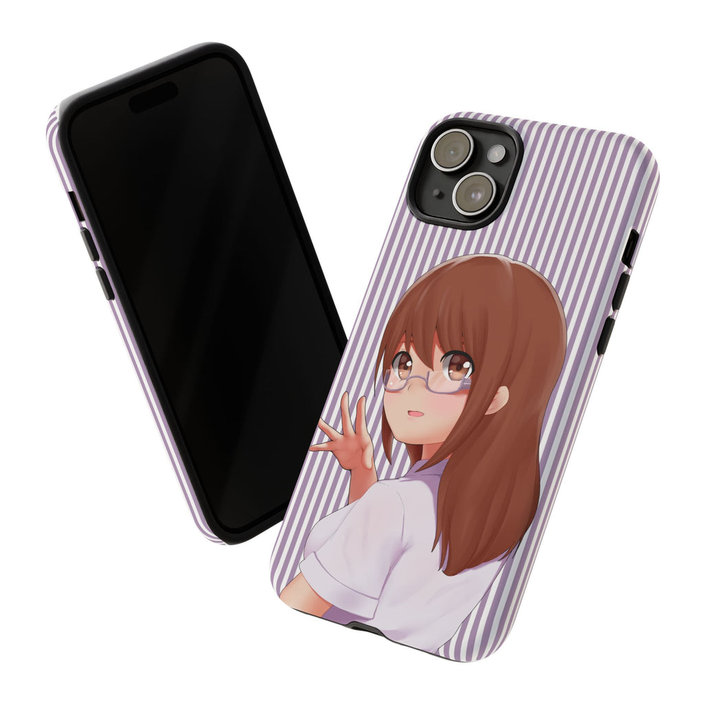 Galentines Day Striped lines mobile case, Glasses Anime Girl Stripe Iphone case | Tough Cases - Iphone, Samsung and Pixel Mobile cases