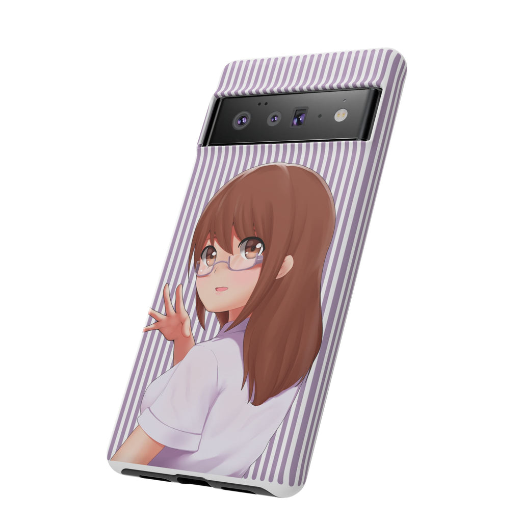 Galentines Day Striped lines mobile case, Glasses Anime Girl Stripe Iphone case | Tough Cases - Iphone, Samsung and Pixel Mobile cases
