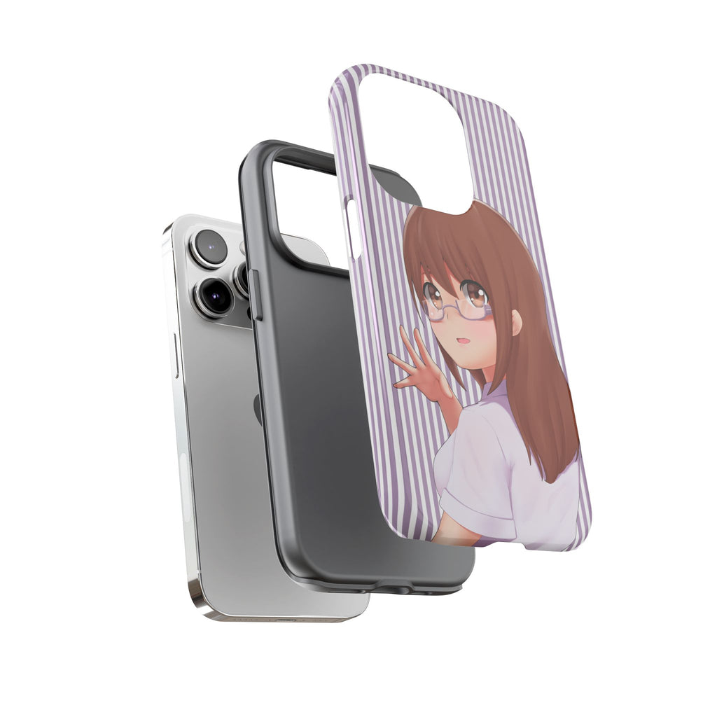 Galentines Day Striped lines mobile case, Glasses Anime Girl Stripe Iphone case | Tough Cases - Iphone, Samsung and Pixel Mobile cases