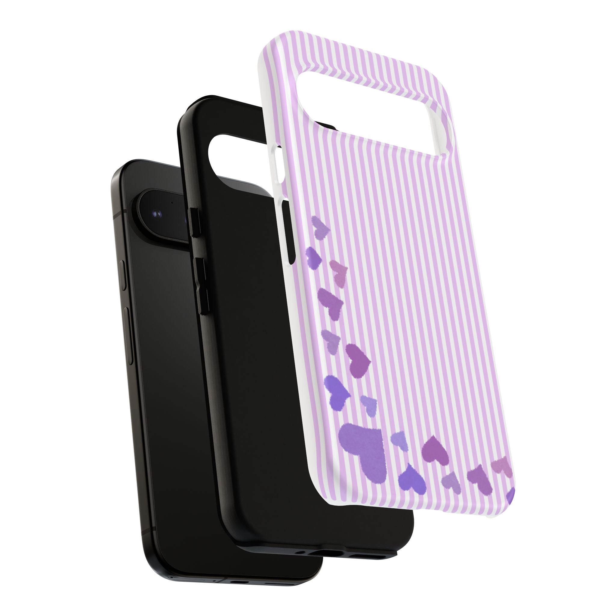 Valentines Day Striped hearts phone case, Purple Heart Floral Stripe Iphone case | Tough Cases - Iphone, Samsung and Pixel Mobile cases