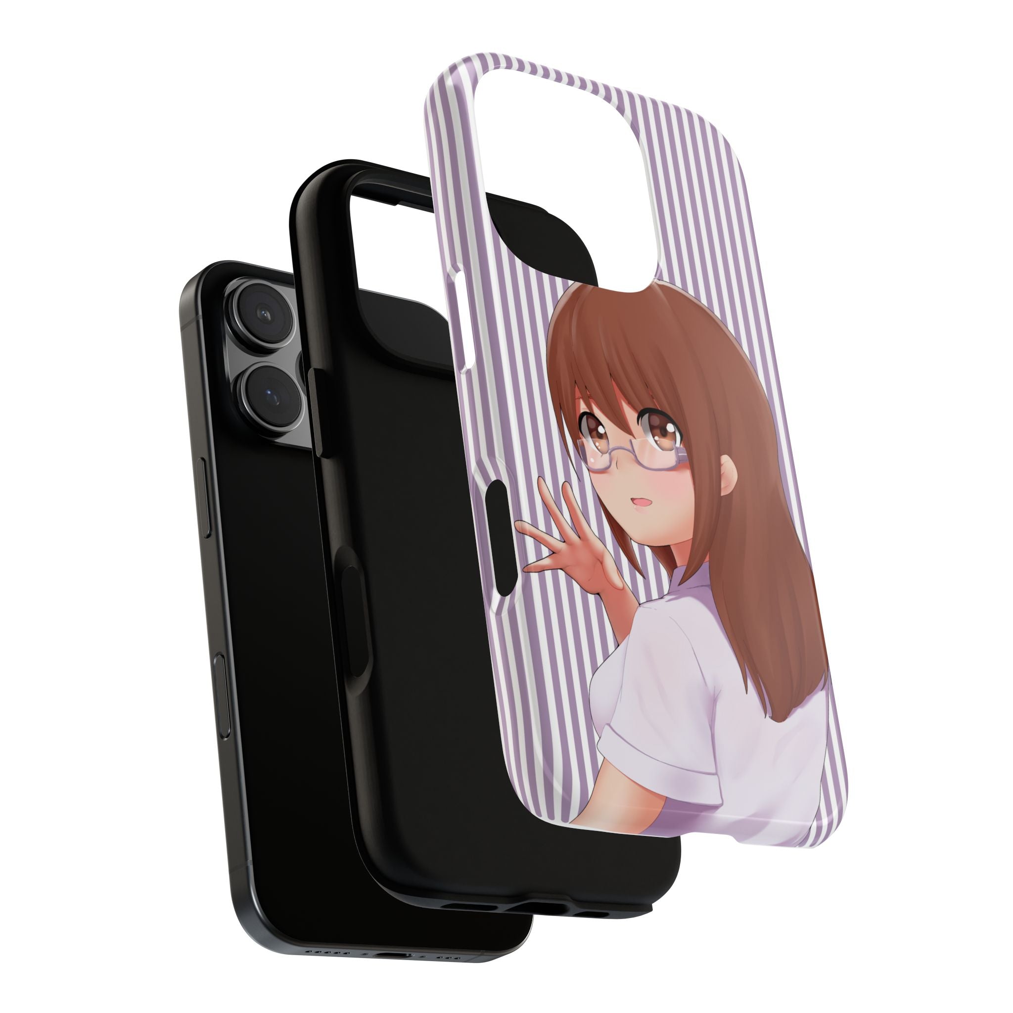 Galentines Day Striped lines mobile case, Glasses Anime Girl Stripe Iphone case | Tough Cases - Iphone, Samsung and Pixel Mobile cases