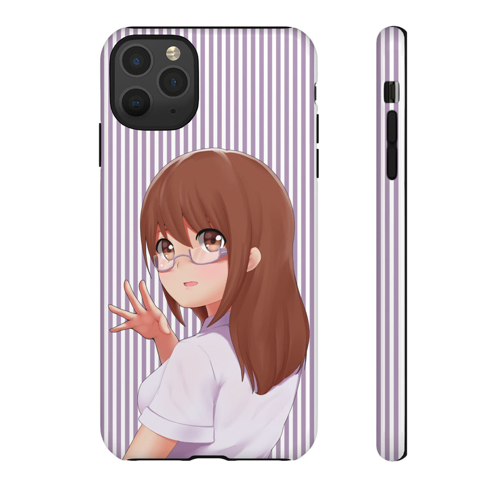 Galentines Day Striped lines mobile case, Glasses Anime Girl Stripe Iphone case | Tough Cases - Iphone, Samsung and Pixel Mobile cases