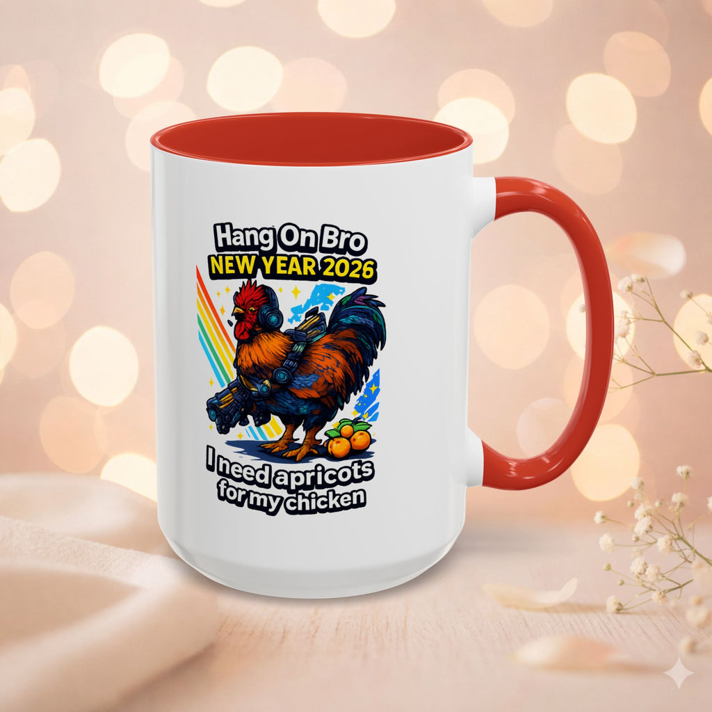 Hang On Bro 2026 Apricots Mug, Funny Rooster Gamer Coffee Mug 15oz Accent Cup, Arc Raiders Inspired Gift for Brother