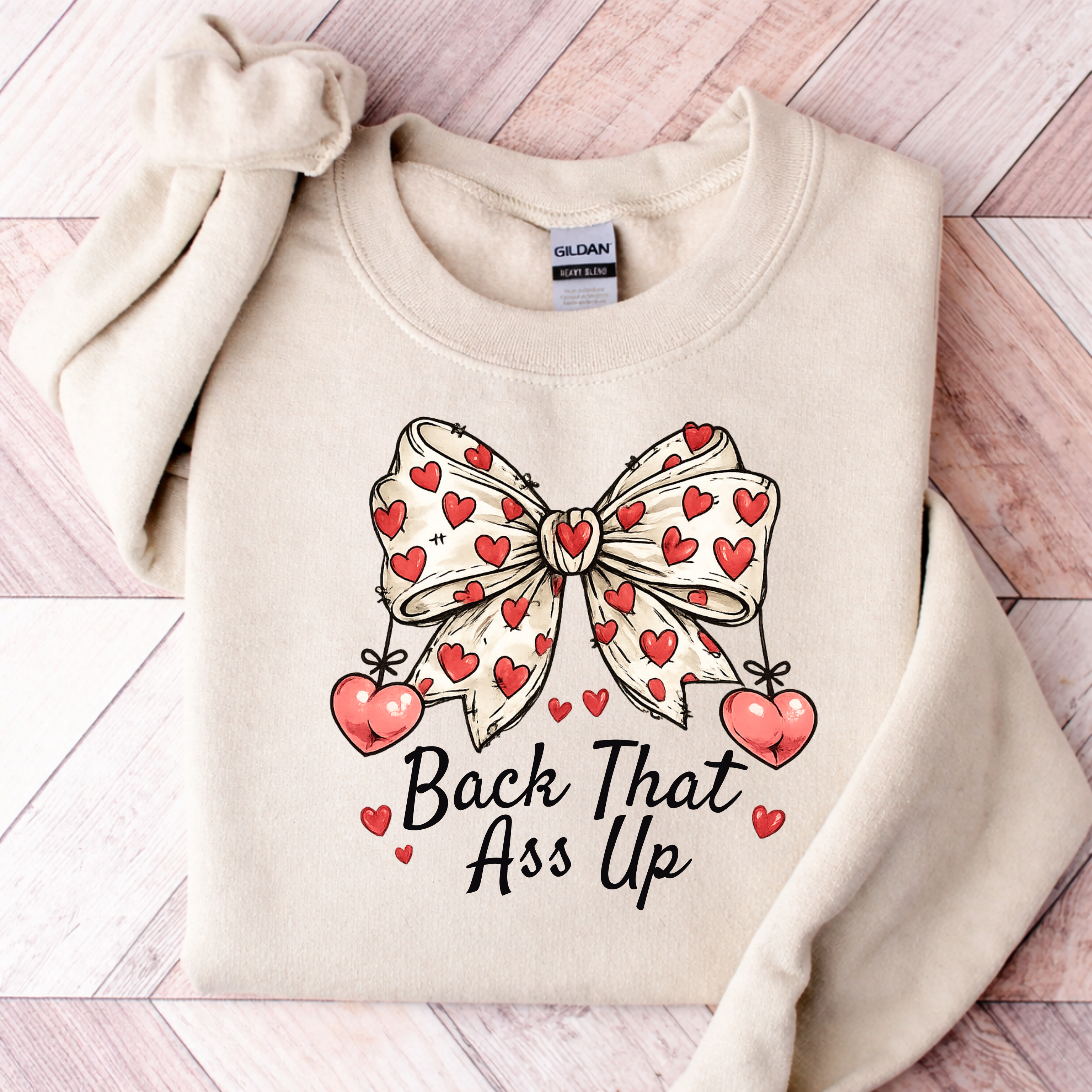 Back That Ass Up Valentines Heart Bow Sweatshirt, Funny Inappropriate Valentine Hoodiet, Coquette Bow Sweatshirt, Unwearable Tee