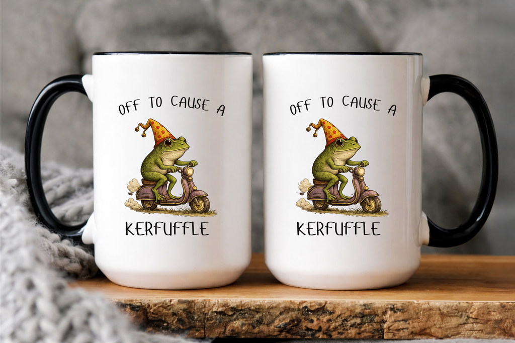 Off to Cause a Kerfuffle Funny Coffee Mug , Funny Sayings, Adult Humor Mug, Frog Meme Mug, Mental Health Mugs, Funny Morning Coffee Mugs