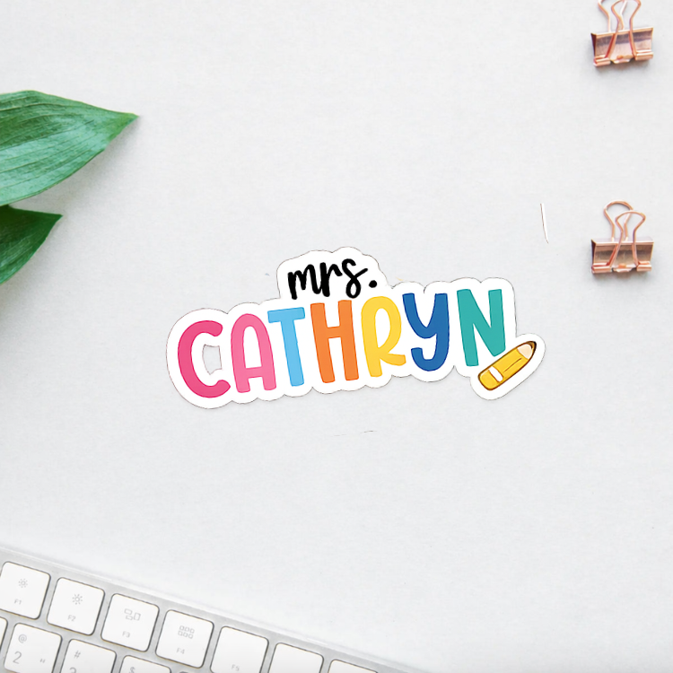 Custom Teacher Name Sticker | Personalized Mrs Mr Sticker | Classroom Water Bottle Decal | Teacher Gift | Back to School Sticker