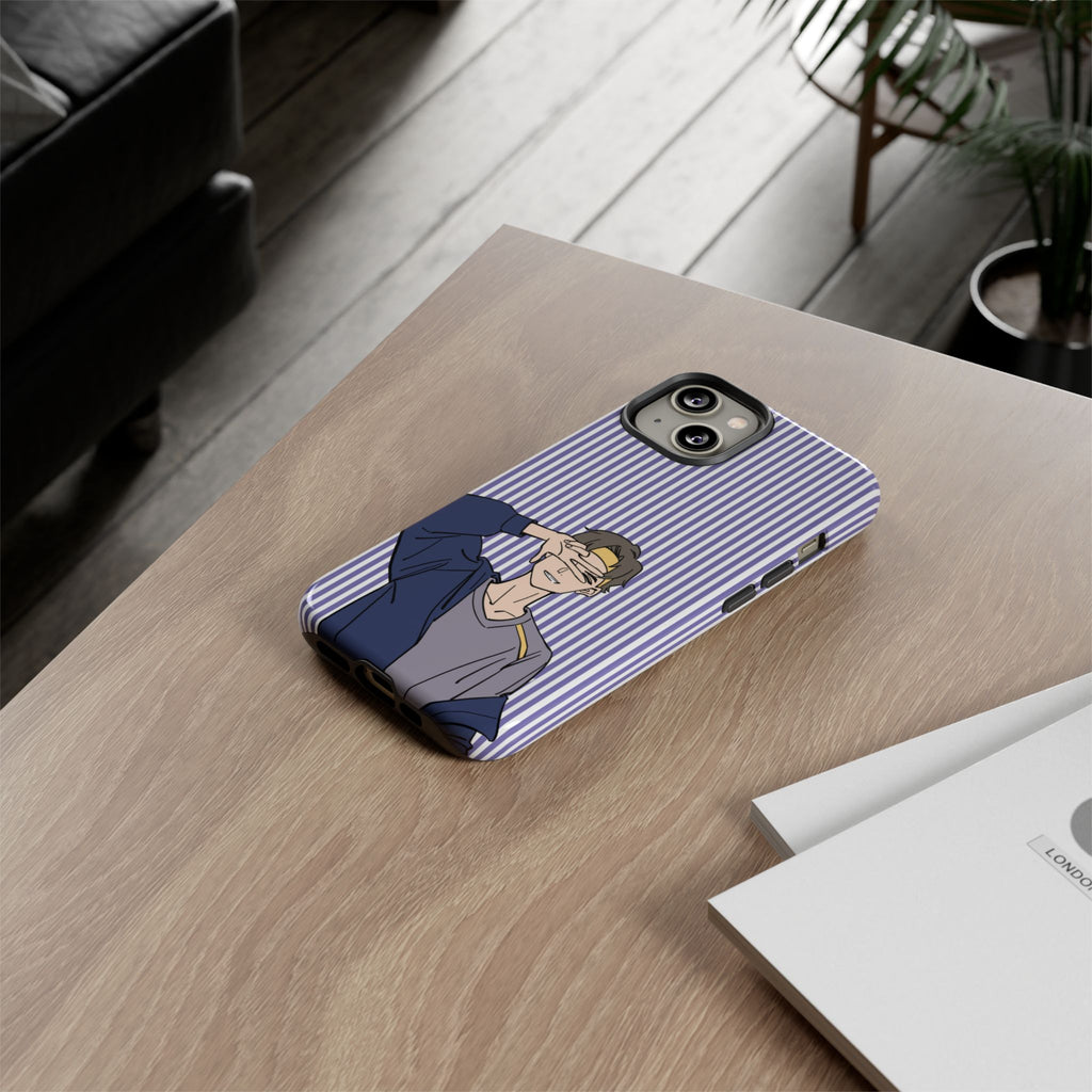 Casual Anime Guy Phone Case | Valentines Day Striped Lines phone case, Purple Stripe Iphone case - Iphone, Samsung and Pixel Mobile cases