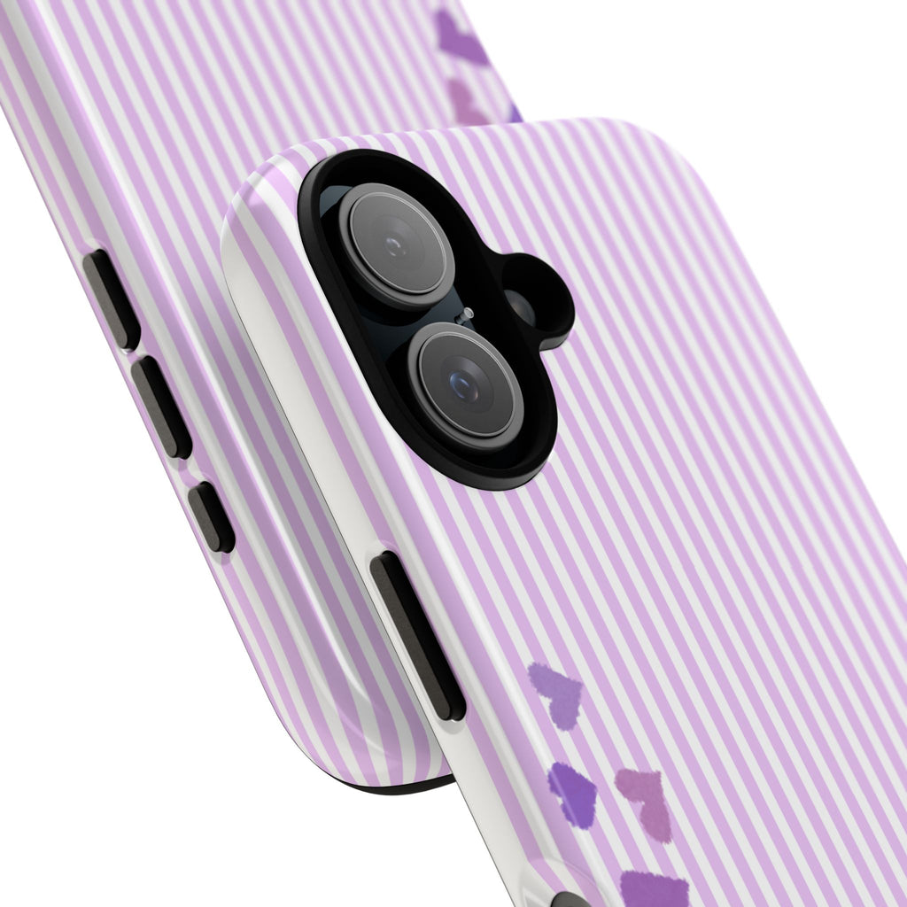 Valentines Day Striped hearts phone case, Purple Heart Floral Stripe Iphone case | Tough Cases - Iphone, Samsung and Pixel Mobile cases