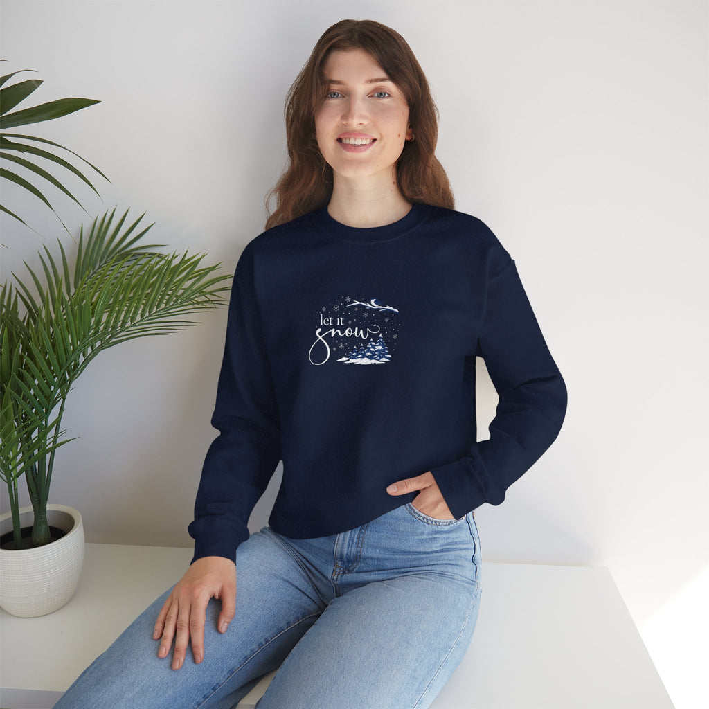 Let It Snow Sweatshirt Hoodie, Winter Lover Pullover, Snowflake Pine Trees Design, Cozy Unisex Adult & Youth Winter Gift, Christmas Season Top