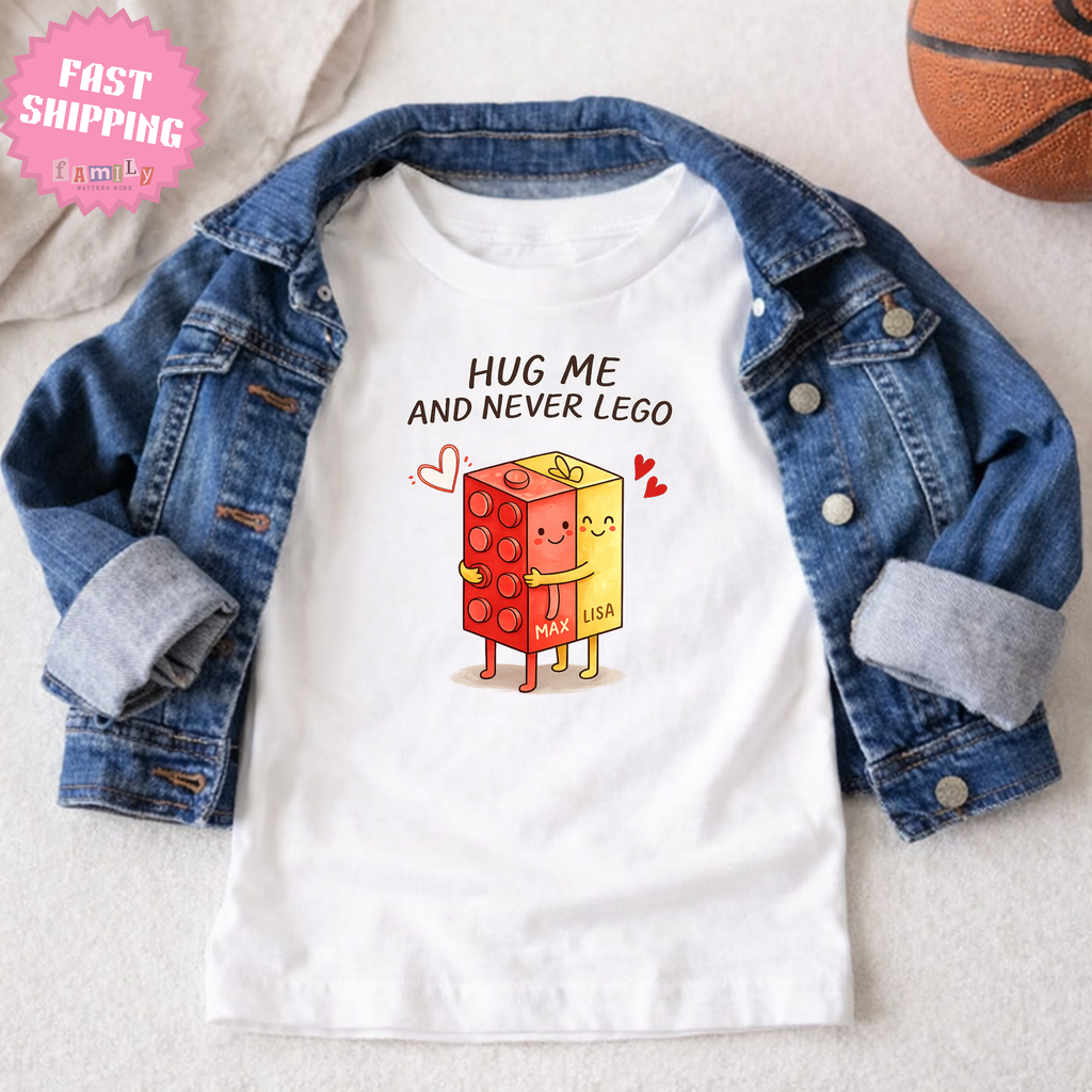 Personalized Valentine's Day Shirt Gifts, Hug Me Cute Lego Tshirt Gift for Boyfriend, for Husband, Galentines Day Couple Gift