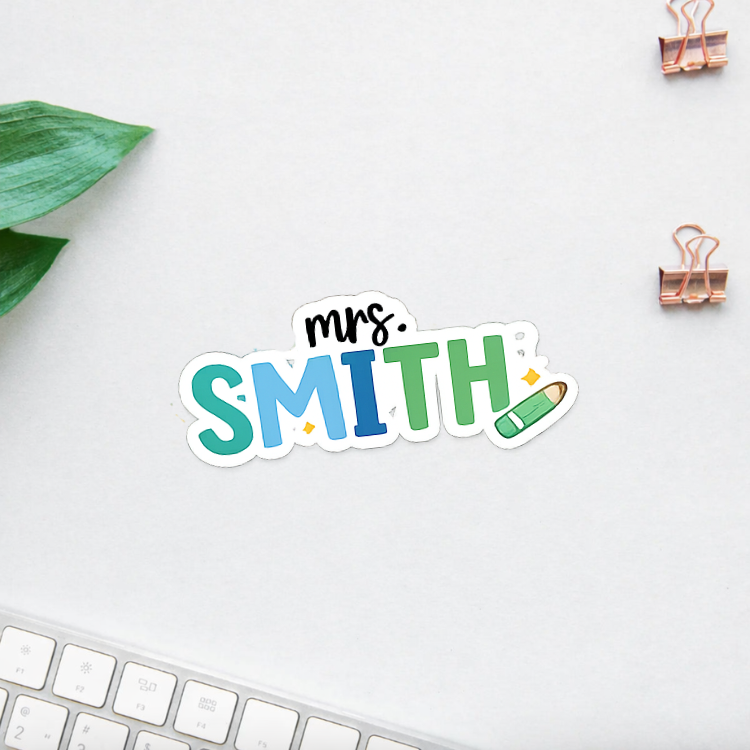 Custom Teacher Name Sticker | Personalized Mrs Mr Sticker | Classroom Water Bottle Decal | Teacher Gift | Back to School Sticker