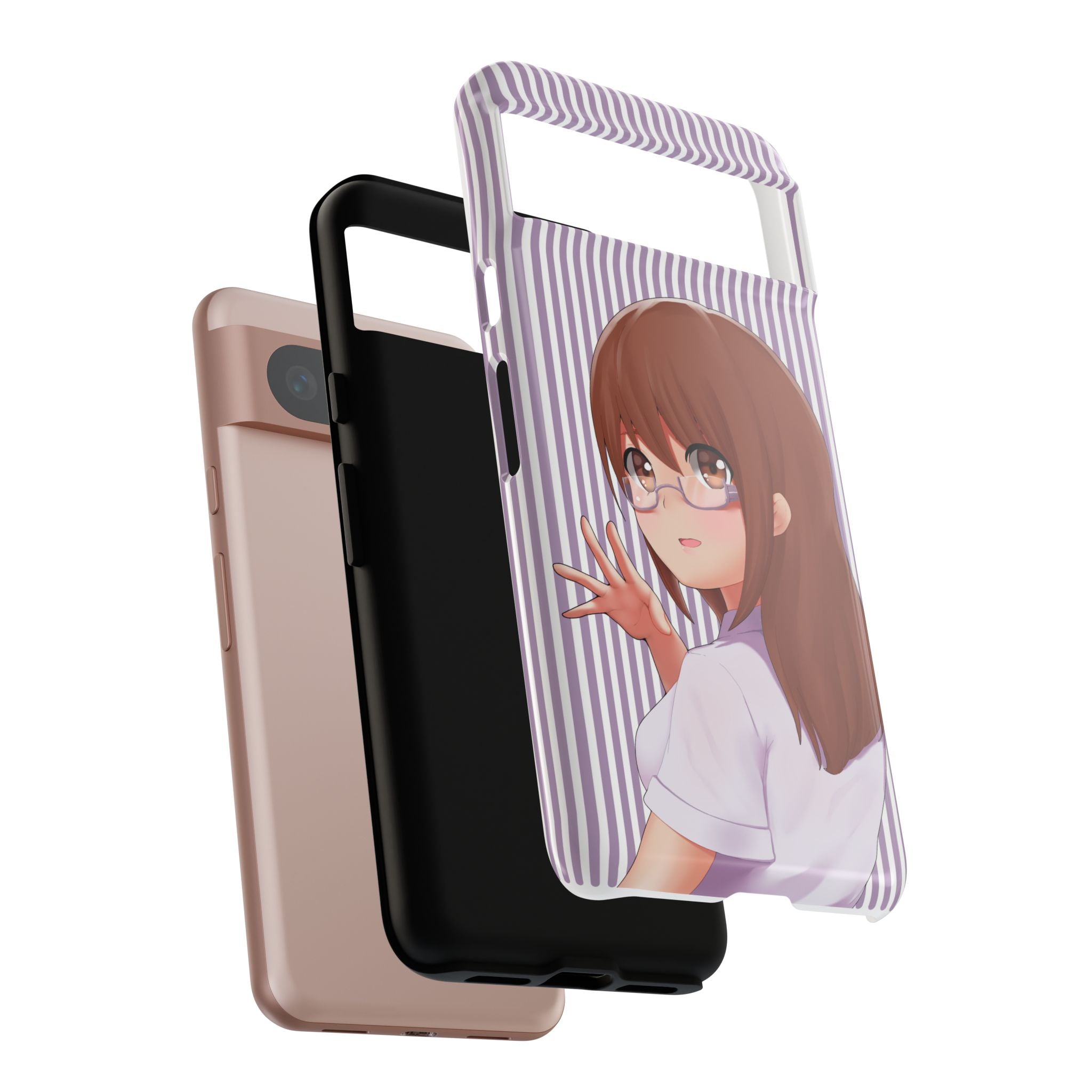 Galentines Day Striped lines mobile case, Glasses Anime Girl Stripe Iphone case | Tough Cases - Iphone, Samsung and Pixel Mobile cases