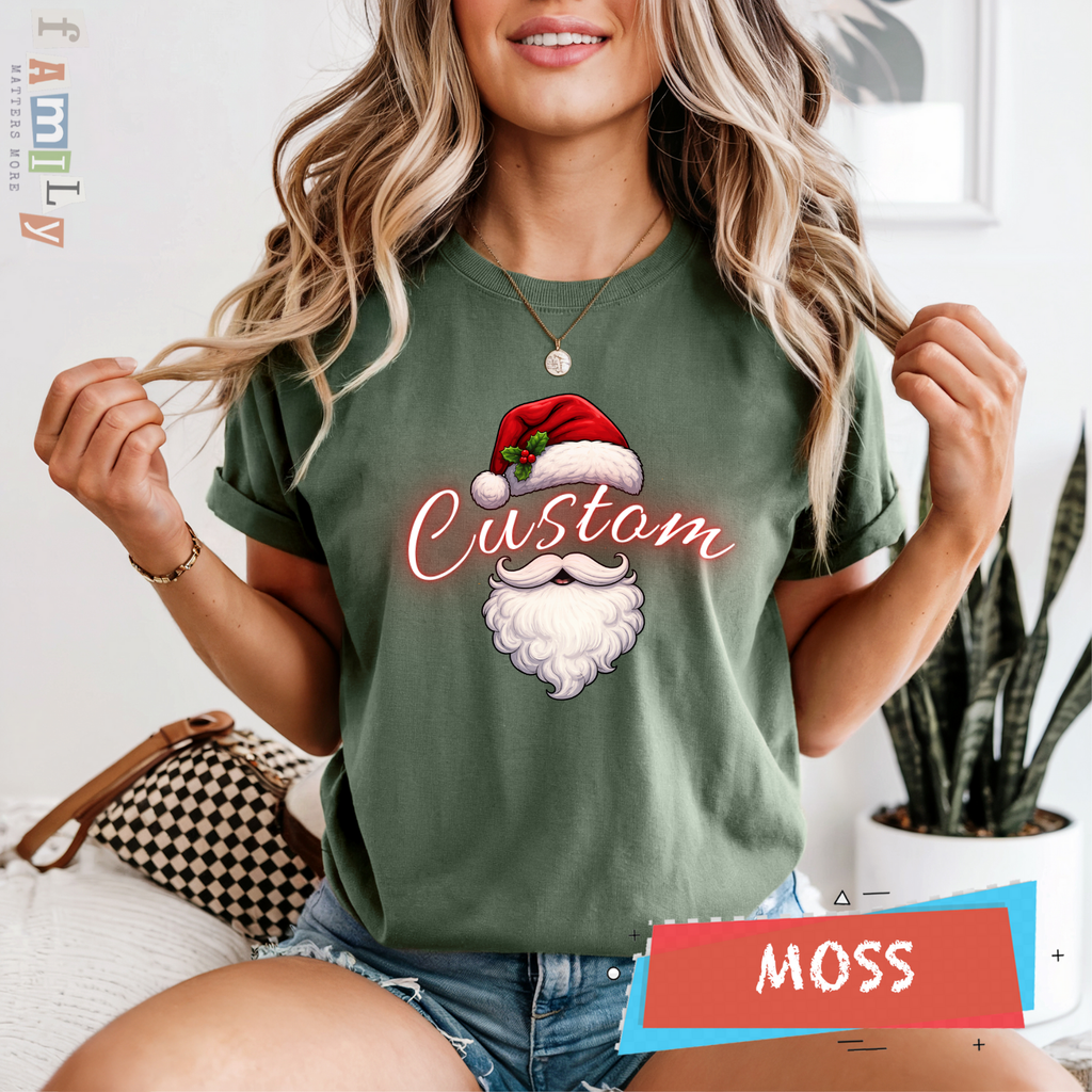Custom Family Christmas Name Shirt | Personalized Holiday T-Shirts Matching Family Xmas Tees | Custom Santa Hat Family Shirts Christmas Gift
