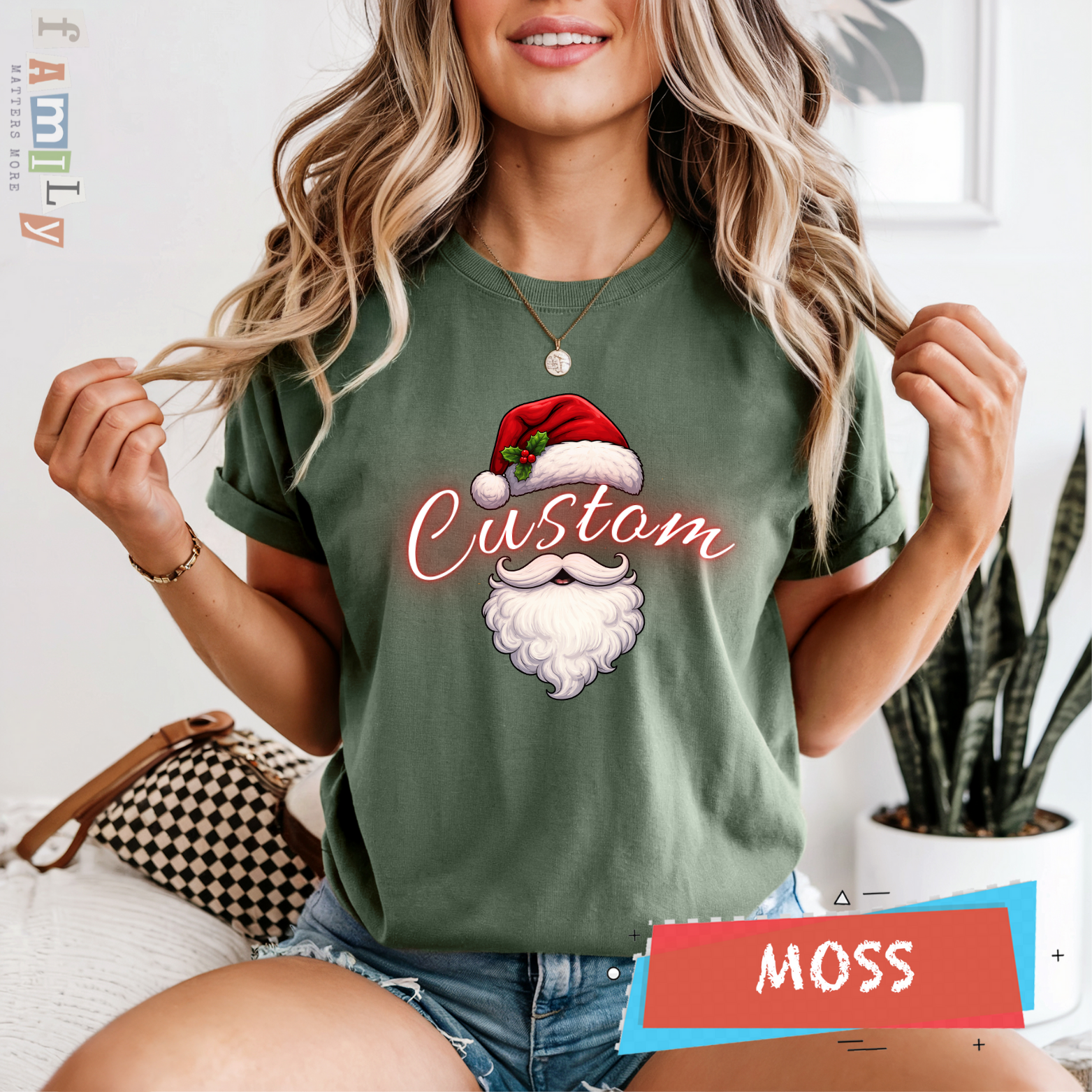 Custom Family Christmas Name Shirt | Personalized Holiday T-Shirts Matching Family Xmas Tees | Custom Santa Hat Family Shirts Christmas Gift