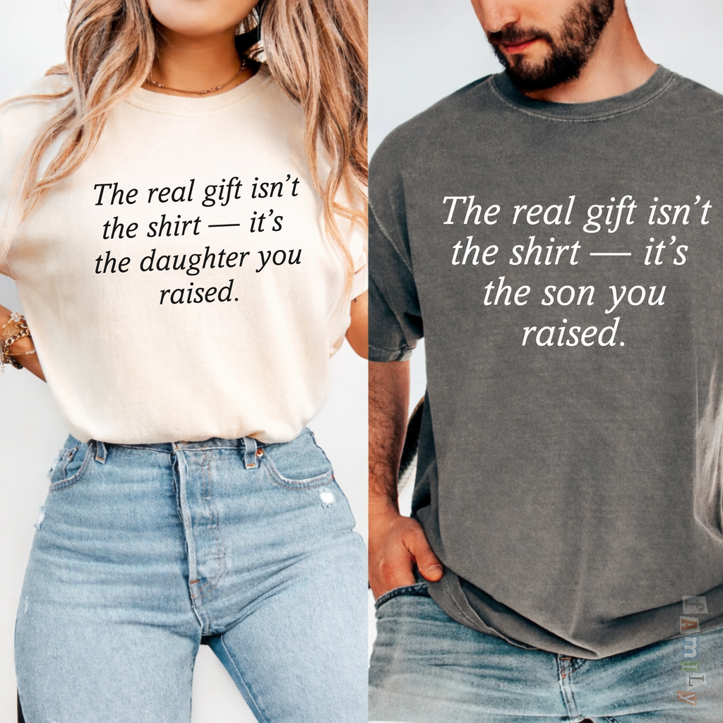 The Real Gift Isn’t The Shirt Tee, Gift From Son or Daughter to Mom & Dad, Funny Parent Appreciation Shirt, Birthday Gift