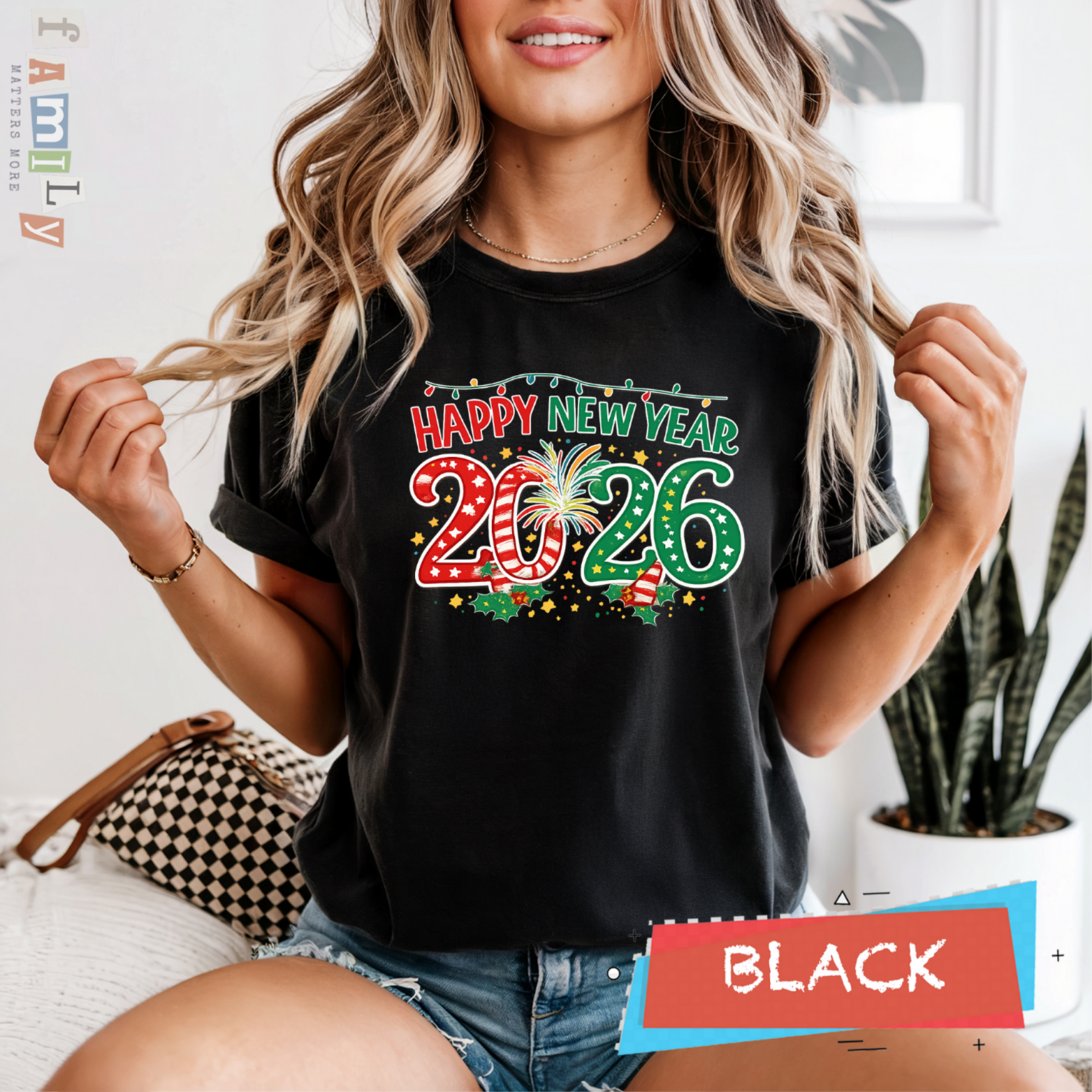 Happy New Year 2026 Family Shirts, Christmas Theme Matching Tees, Mom Dad Kids, Holiday NYE Outfit, Unisex