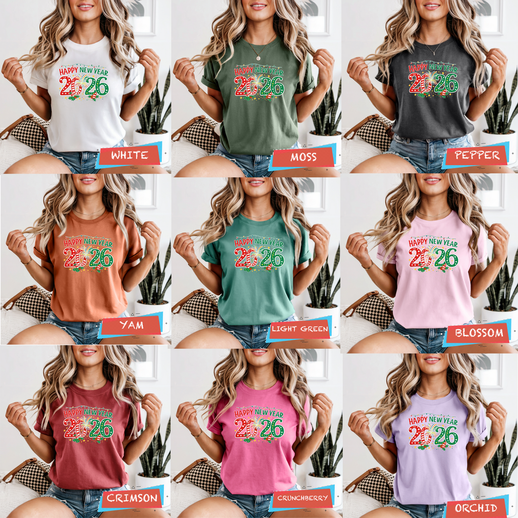 Happy New Year 2026 Family Shirts, Christmas Theme Matching Tees, Mom Dad Kids, Holiday NYE Outfit, Unisex