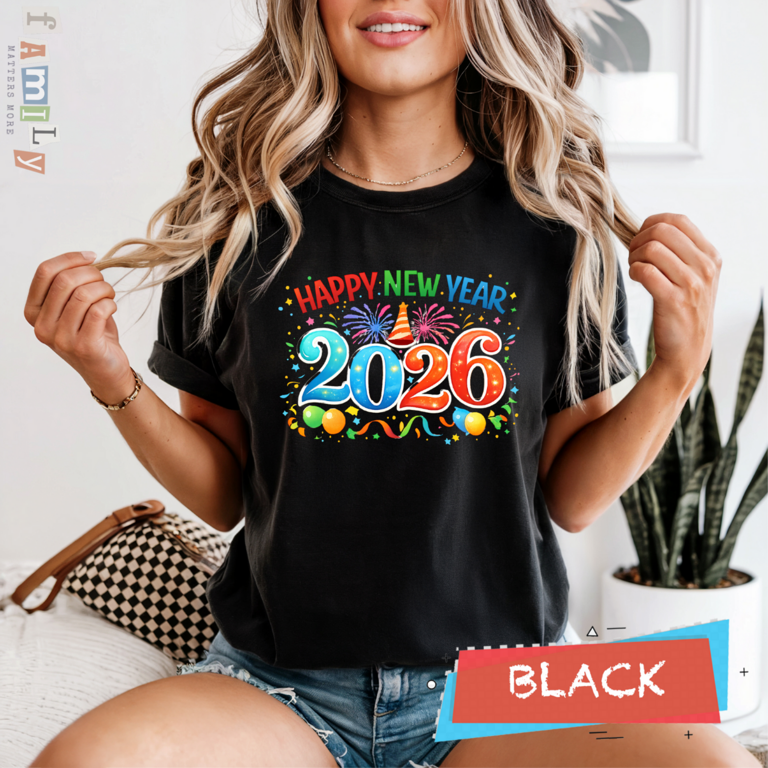 Happy New Year 2026 Family Shirts, Matching New Year Crew Tees, Mom Dad Kids Toddler Baby, NYE Party Outfit, Unisex