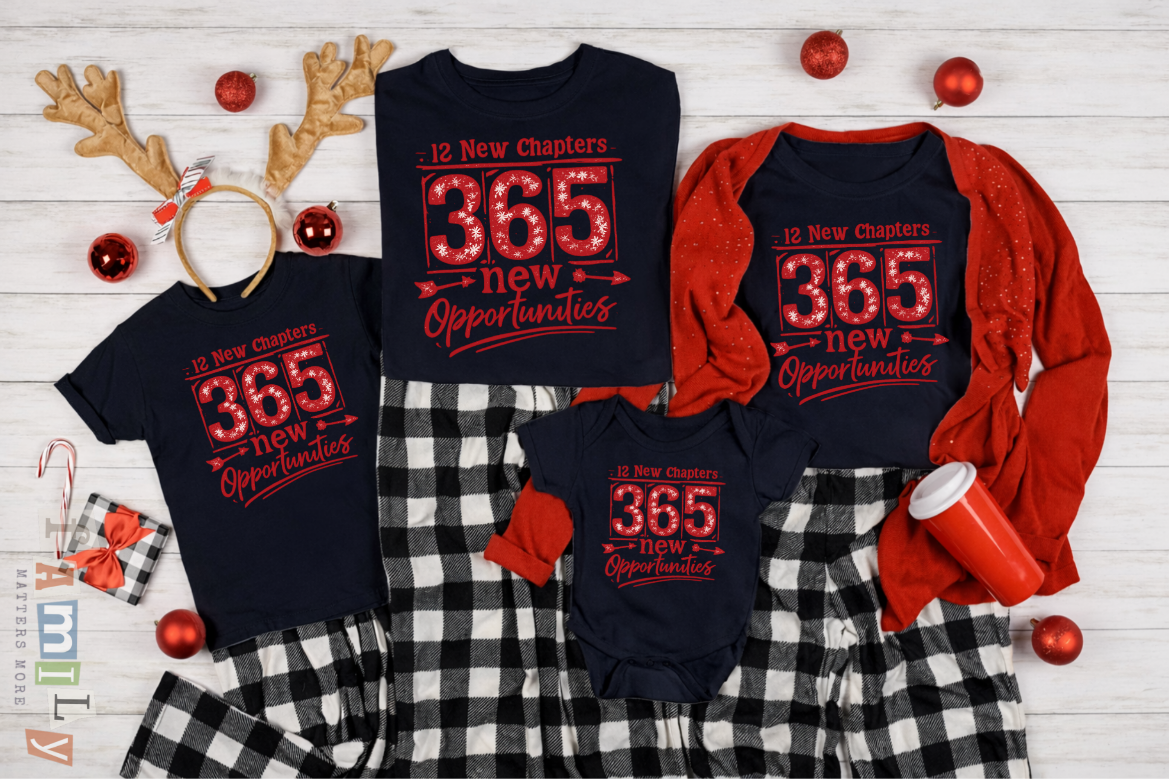 12 New Chapters 365 New Opportunities Shirt, Happy New Year Tee, Family Matching Comfort Colors 1717, Unisex Adult Youth New Year Gift
