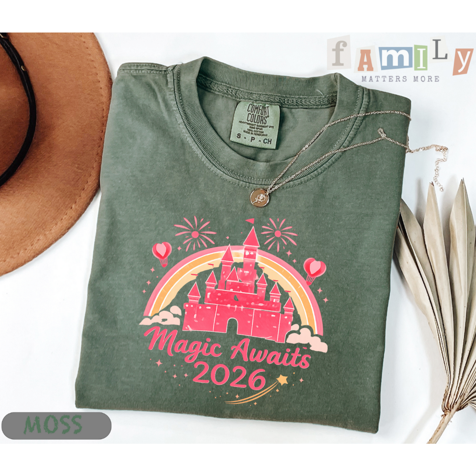 Magic Awaits 2026 Family Matching Shirts, Castle Fireworks Vacation Tees, Unisex Adult Youth Toddler Baby, Park Trip Outfit