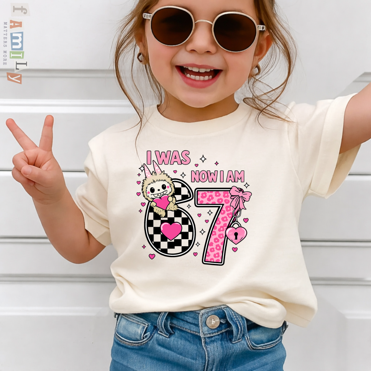 I Was 6 Now I’m 7 Birthday Shirt, January Birthday Girl Tee, Cute Coquette Bunny Bow & Hearts, Kids Toddler Youth Unisex Party Gift