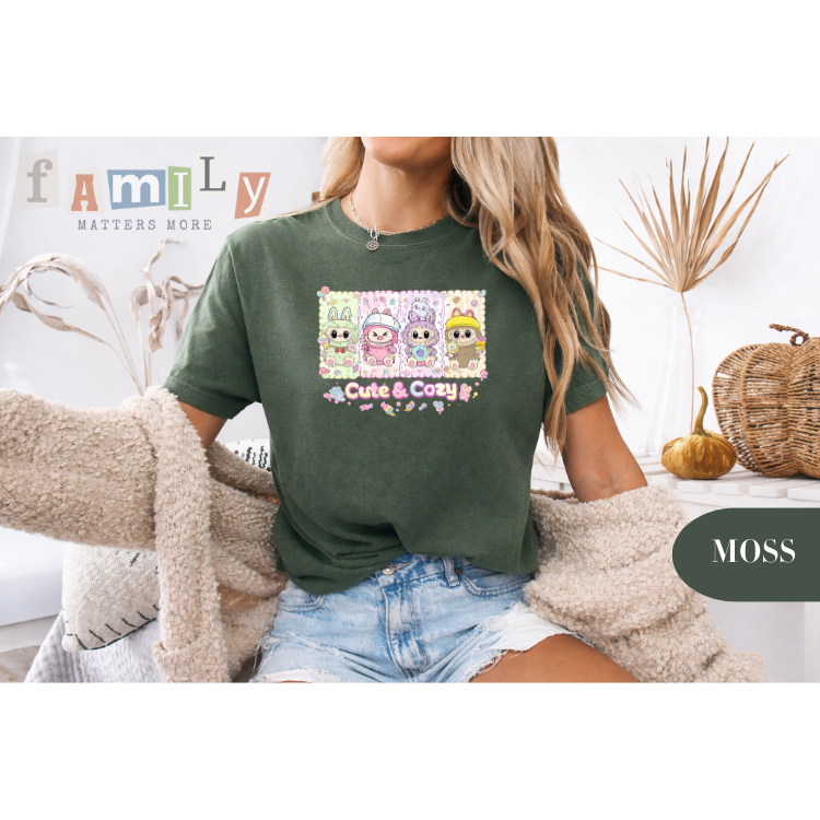 Kawaii Cartoon Animal Friends Shirt, Cute Creature Graphic Tee, Pastel Kawaii Unisex T-Shirt, Anime Style Cute Critter Top, Gift for Friends