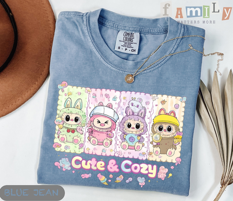 Kawaii Cartoon Animal Friends Shirt, Cute Creature Graphic Tee, Pastel Kawaii Unisex T-Shirt, Anime Style Cute Critter Top, Gift for Friends