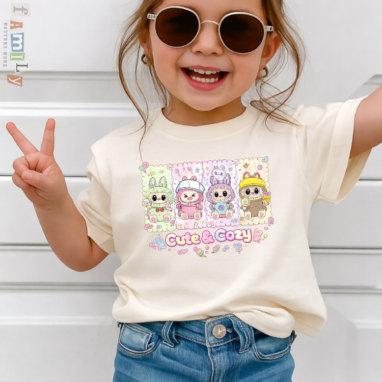 Kawaii Cartoon Animal Friends Shirt, Cute Creature Graphic Tee, Pastel Kawaii Unisex T-Shirt, Anime Style Cute Critter Top, Gift for Friends