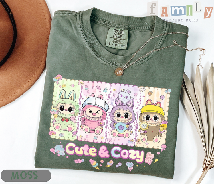 Kawaii Cartoon Animal Friends Shirt, Cute Creature Graphic Tee, Pastel Kawaii Unisex T-Shirt, Anime Style Cute Critter Top, Gift for Friends