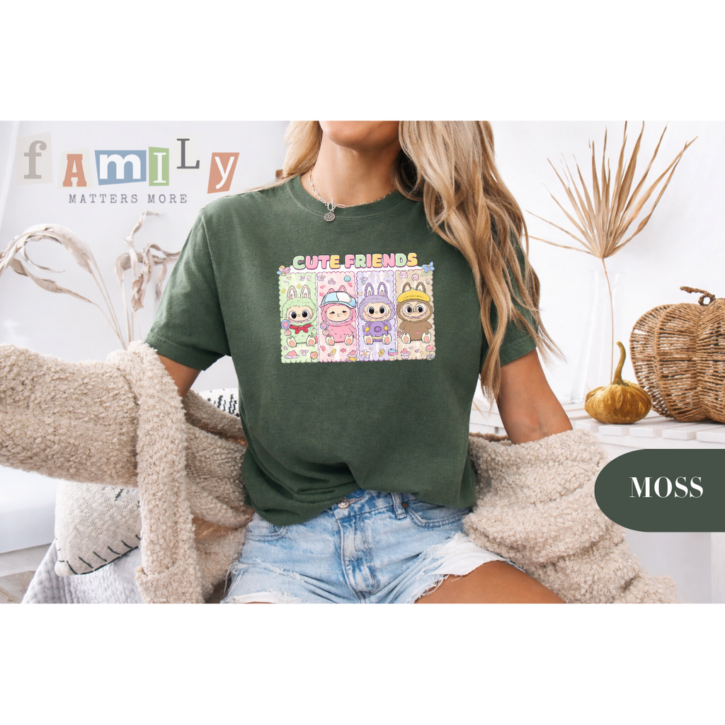 Kawaii Cute Friends Shirt, Labubu Inspired Tee, Gift for Daughter, Cartoon Animal Friends T-Shirt, Unisex Adult Youth, Birthday Gift for Girls