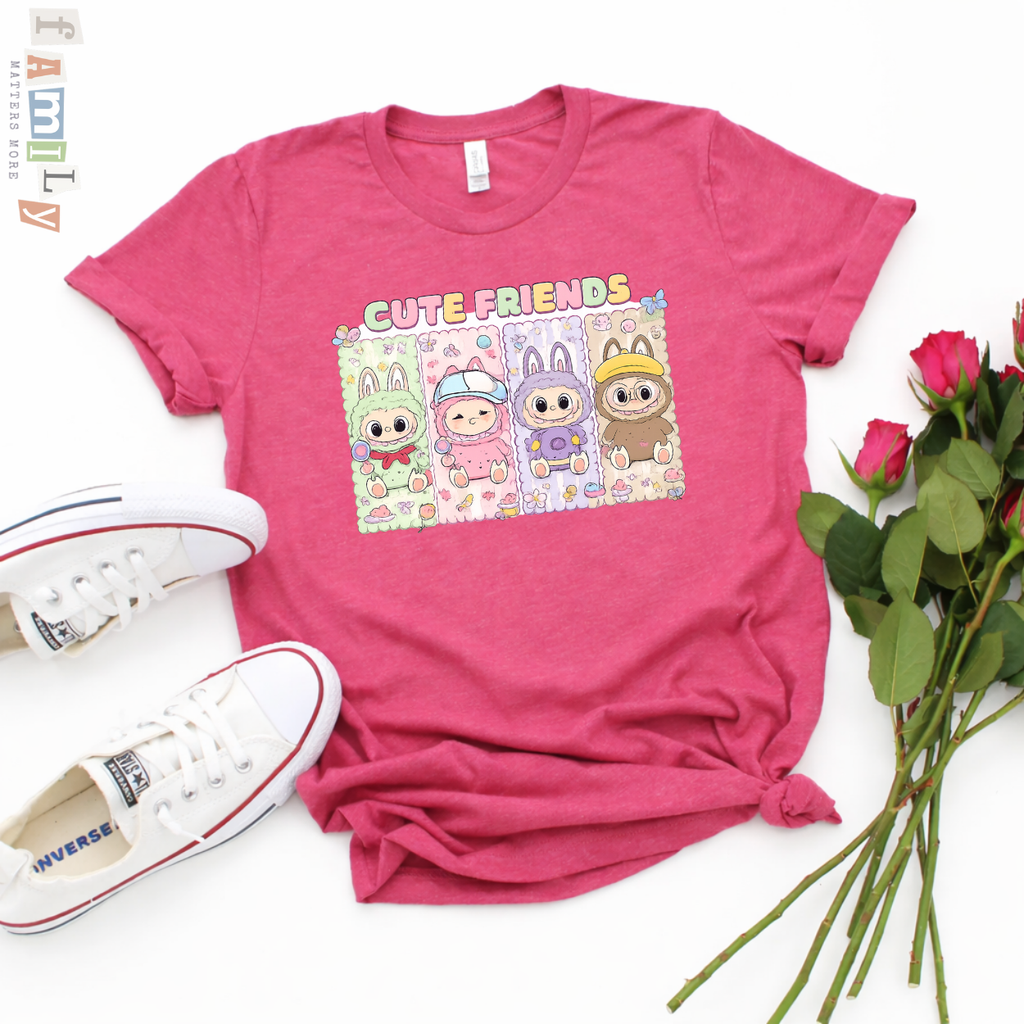 Kawaii Cute Friends Shirt, Labubu Inspired Tee, Gift for Daughter, Cartoon Animal Friends T-Shirt, Unisex Adult Youth, Birthday Gift for Girls