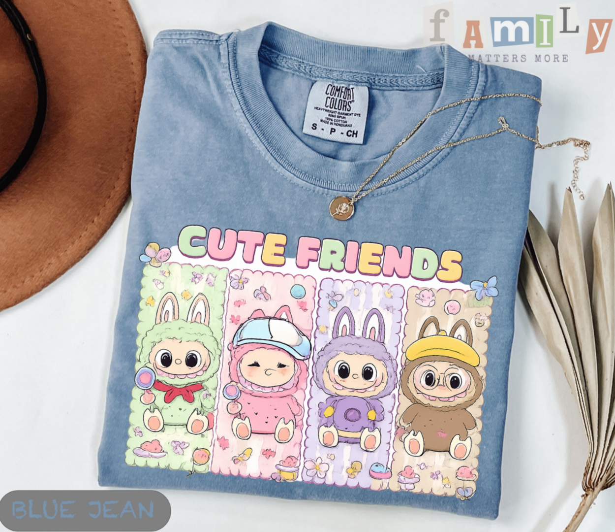 Kawaii Cute Friends Shirt, Labubu Inspired Tee, Gift for Daughter, Cartoon Animal Friends T-Shirt, Unisex Adult Youth, Birthday Gift for Girls