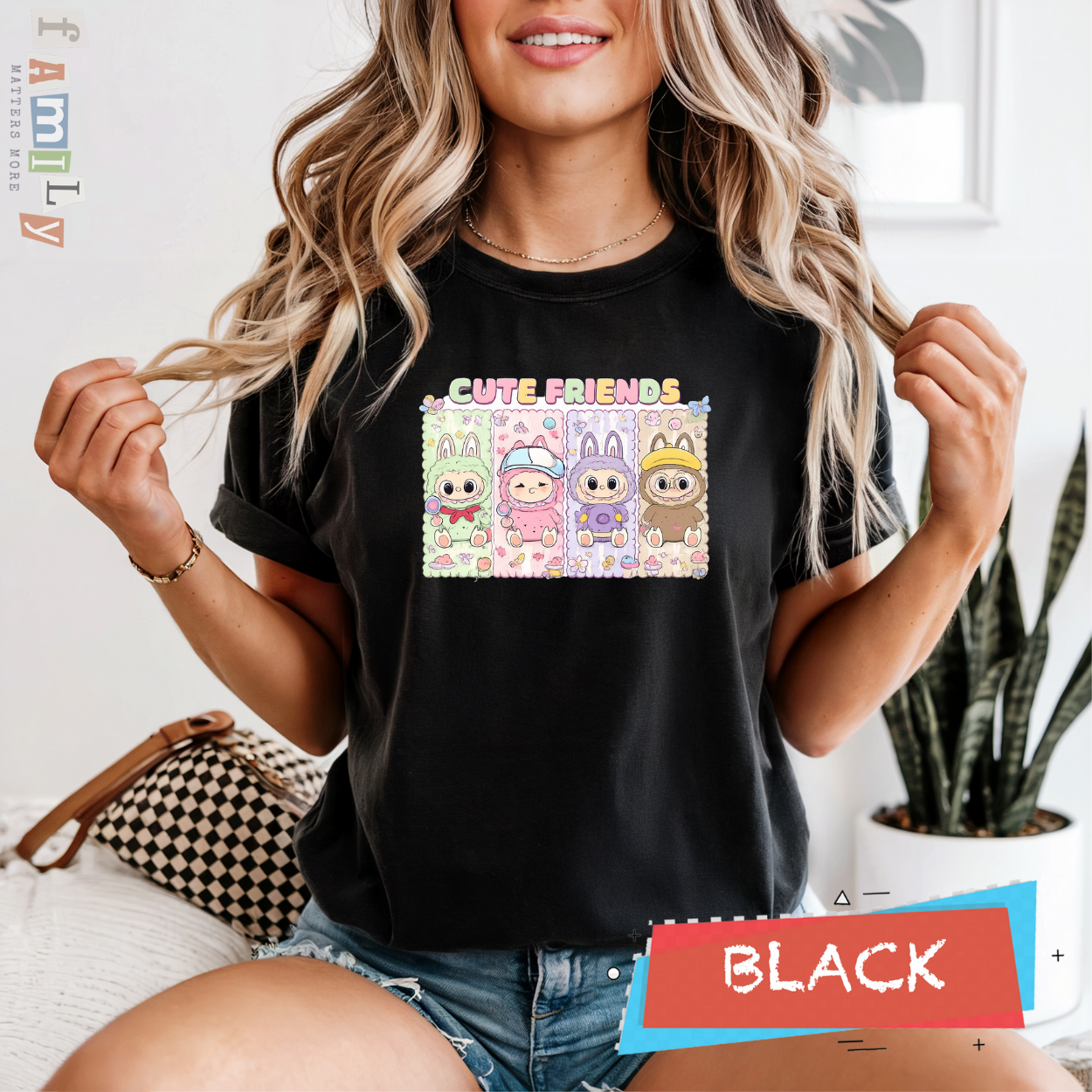 Kawaii Cute Friends Shirt, Labubu Inspired Tee, Gift for Daughter, Cartoon Animal Friends T-Shirt, Unisex Adult Youth, Birthday Gift for Girls