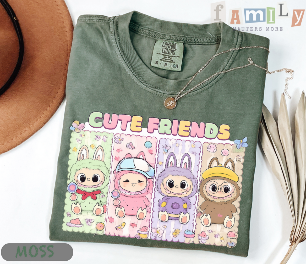 Kawaii Cute Friends Shirt, Labubu Inspired Tee, Gift for Daughter, Cartoon Animal Friends T-Shirt, Unisex Adult Youth, Birthday Gift for Girls