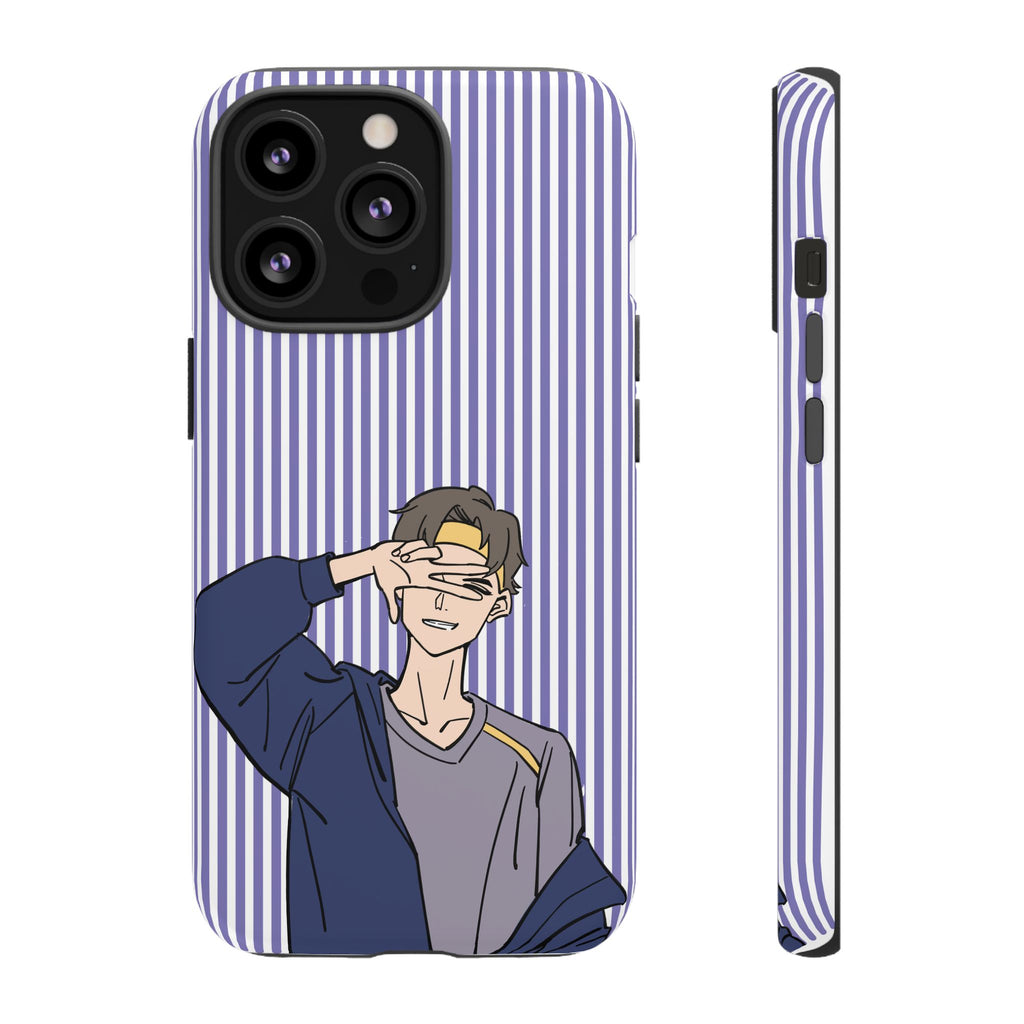 Casual Anime Guy Phone Case | Valentines Day Striped Lines phone case, Purple Stripe Iphone case - Iphone, Samsung and Pixel Mobile cases